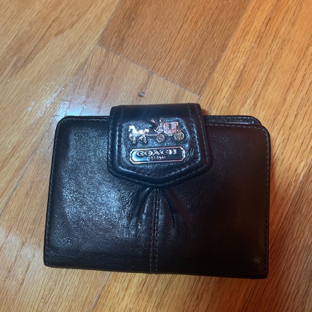 Coach Black/Silver Leather Madison Wallet